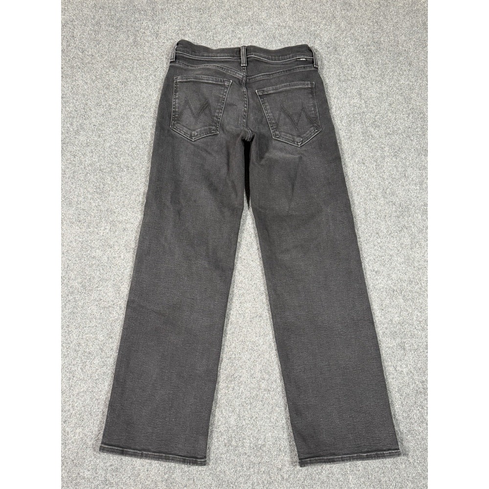 MOTHER Mid Rise Rambler Zip Flood Jeans Women's 26 Spiked Hair Art Flair Black - Picture 15 of 16